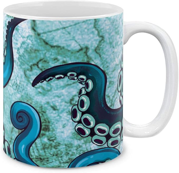 MUGBREW Octopus Tentacles World Map Ceramic Coffee Mug Tea Cup Fun Novelty, 11 OZ