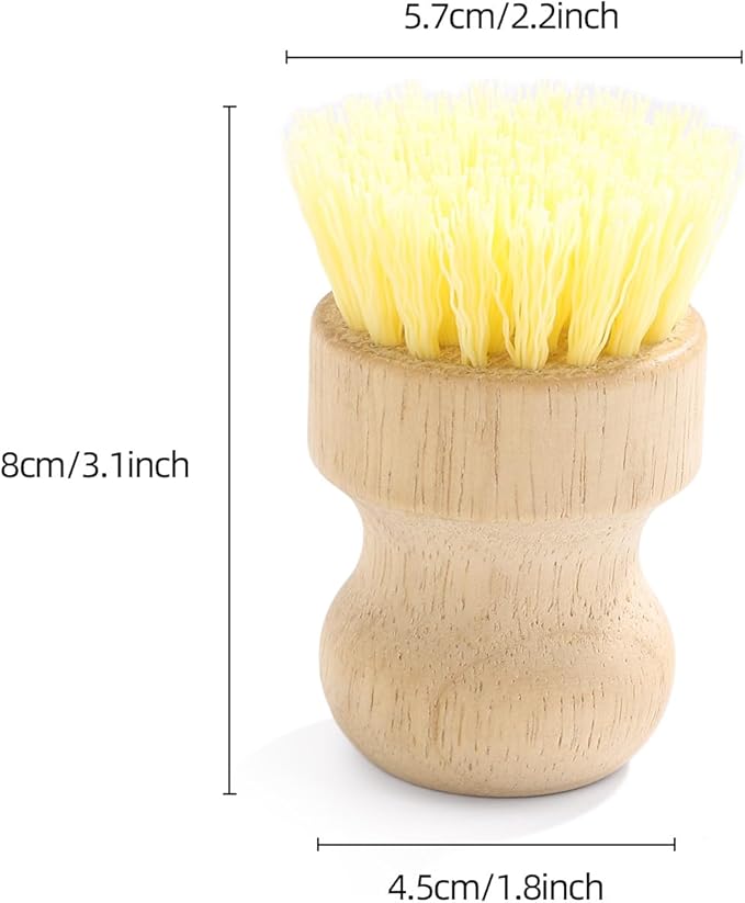 4-Pack Bamboo Dish Brush, Palm Brush Dish Scrubber with Nylon Bristles for Cleaning Pot, Pan, Kitchen Sink, Cookware & Vegetables