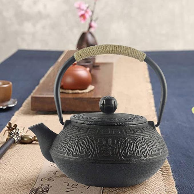 Hwagui - Japanese Cast Iron Teapot With Stainless Steel Tea Infuser, Tea Kettle Stovetop Safe 600ml/20oz