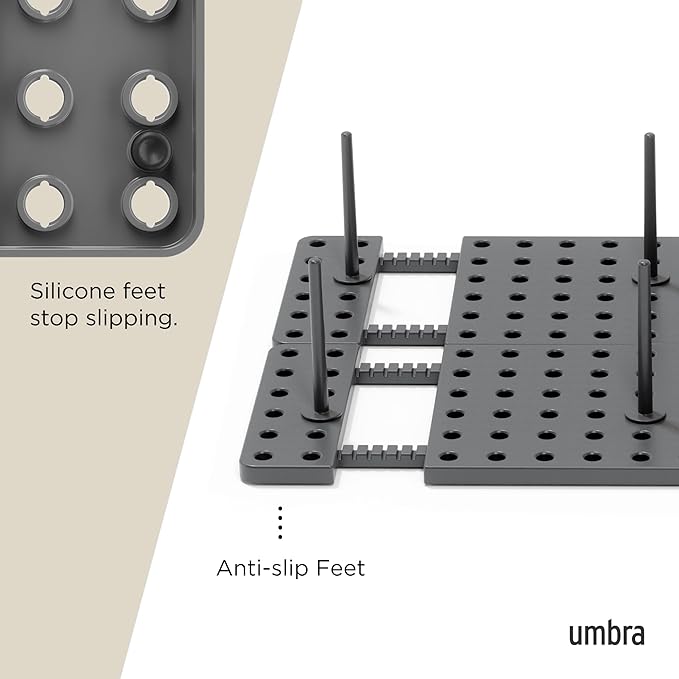Umbra Peggy Kitchen Cupboard, Shelf and Drawer Organizer Tray - Adjustable Storage System for Food Containers, Cookware, Serveware, Utensils and More (Set of 2)