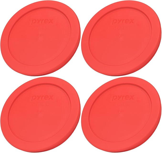 Pyrex 7200-PC 2-Cup Red Food Storage Replacement Lid (4-Pack) - Made in USA