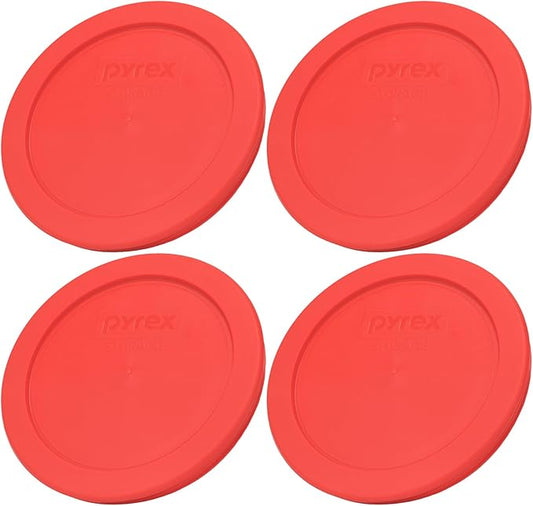 Pyrex 7200-PC 2-Cup Red Food Storage Replacement Lid (4-Pack) - Made in USA