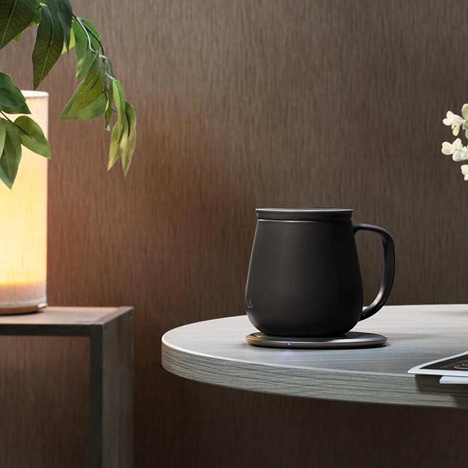 Ui+ Self-Heating Mug Set – Inkstone Black | 18 fl oz / 532 mL Ceramic Coffee & Tea Mug Set