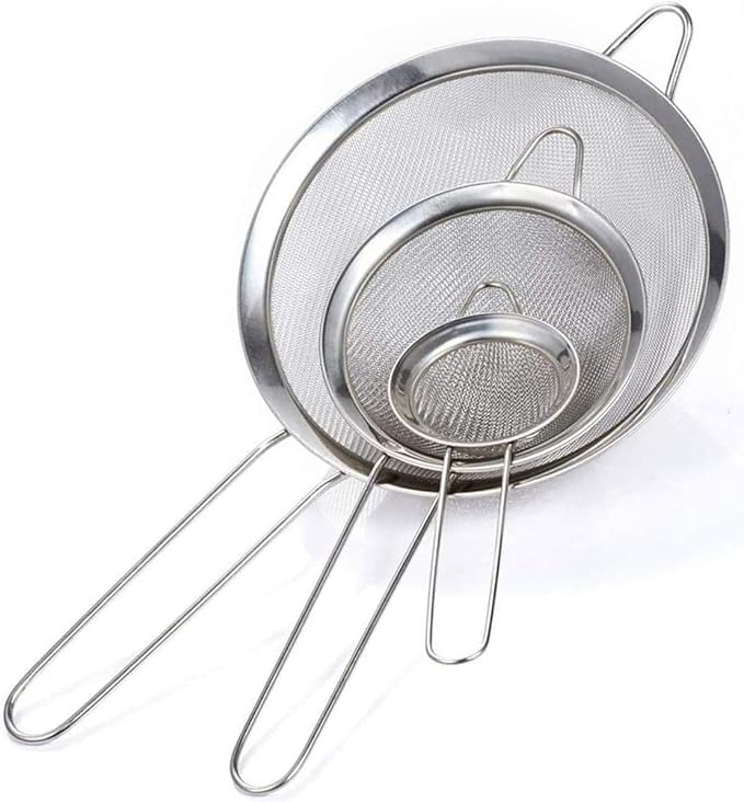 Strainer with Deluxe Wire Handle Stainless Steel - 7.5, 14 & 20 cm, Set of 3 pcs