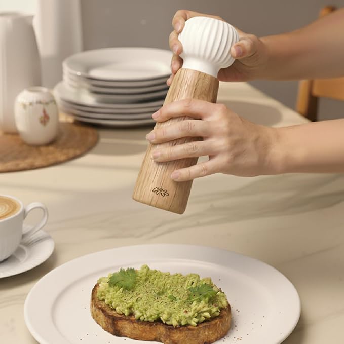 Kahler Hammershoi Salt and Pepper Grinder, White, 7.3"H x 2.6"D, Designed by Hans-Christian Bauer, Gift Box Included