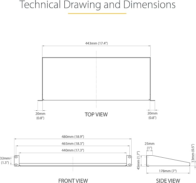 StarTech.com 1U Server Rack Shelf, Universal Rack Mount Cantilever Tray for 19" Network Equipment Cabinet, Heavy Duty Steel