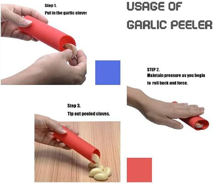 Garlic Press Rocker - Stainless Steel Garlic Crusher, Chopper, Mincer with Silicone Garlic Peeler, Mini Brush Tools For You (Black)