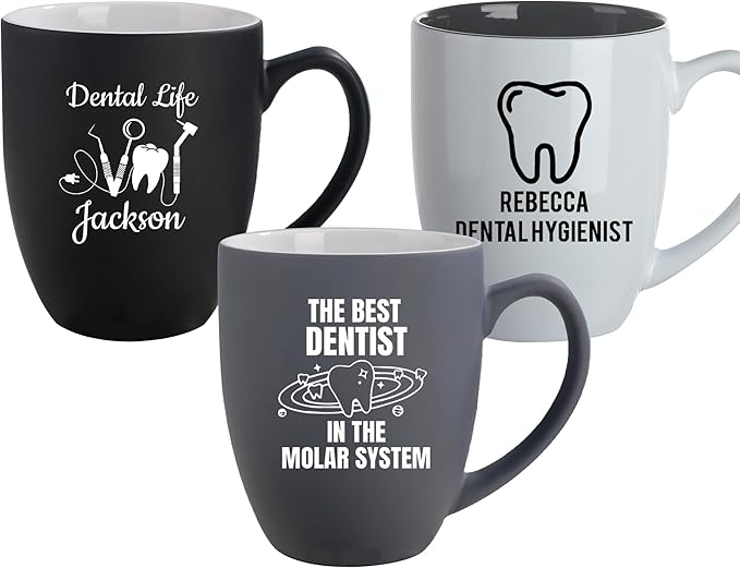 Personalized Dentist Gifts, 16oz Custom Coffee Mug with Engraved Name - Graduation Gift for Dental Student, Birthday Appreciation Gift for Dentist Assistant Hygienist Medical Graduate (Mug, Dentist)
