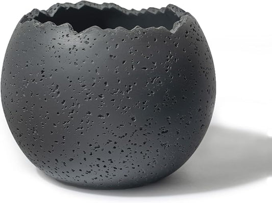 6 Inch Modern Minimalist Resin Planters with Drainage Hole, Charcoal Gray Indoor Outdoor Flower Pots for Succulents, Herbs, Orchids & Small Plants - Charcoal Gray
