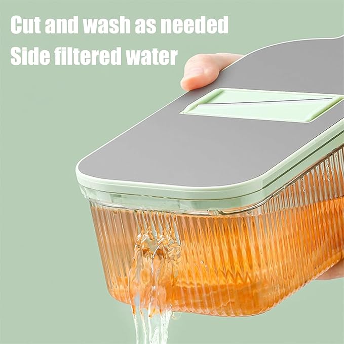 Vegetable Chopper,Food Slicer Cutter with Handheld Container, 6 Blades and Blade Box,Magnetic Kitchen Tools for Veggie Potato Onion Butter Carrot,Multipurpose Compact Kitchen Vegetable Slicer