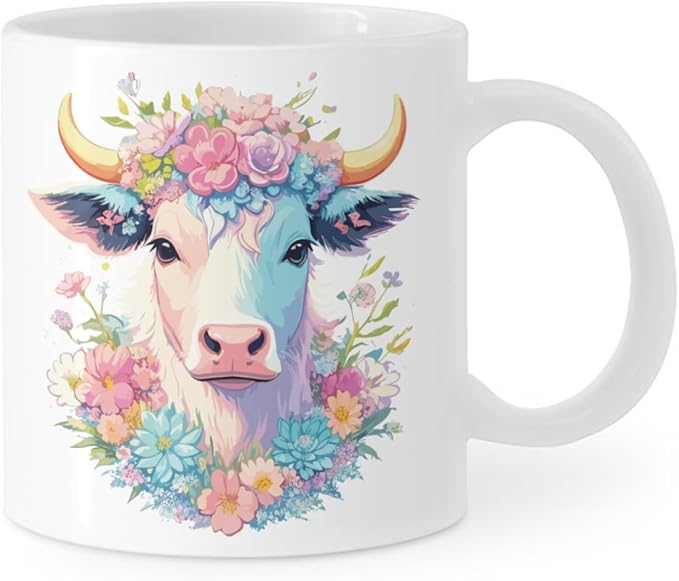 Coffee Mugs Ceramic Latte Mug with Handle Highland Cow Pattern 11 OZ for Men Women for Latte Cappuccino Cocoa Milk Dishwasher & Microwave Safe