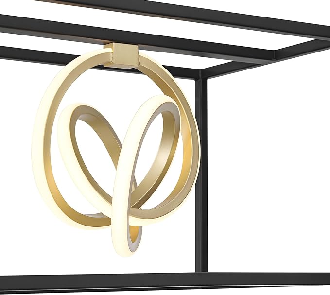 Possini Euro Design Christy 35 1/2" Modern Pendant Chandelier Ceiling Light Fixture Dining Room Over Table Kitchen Island Foyer Hanging Linear 3-Light LED Dimmable Black Gold Metal Hallway Entryway