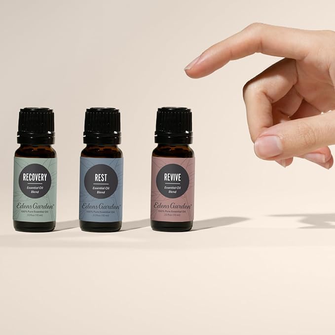 Edens Garden Mind, Body & Soul Essential Oil 3 Set – 100% Pure Therapeutic Grade, Undiluted Aromatherapy- Revive, Recovery, Rest Blends– for Natural Wellness, Humidifiers & Diffusers, 10 ml/ 3 Pack