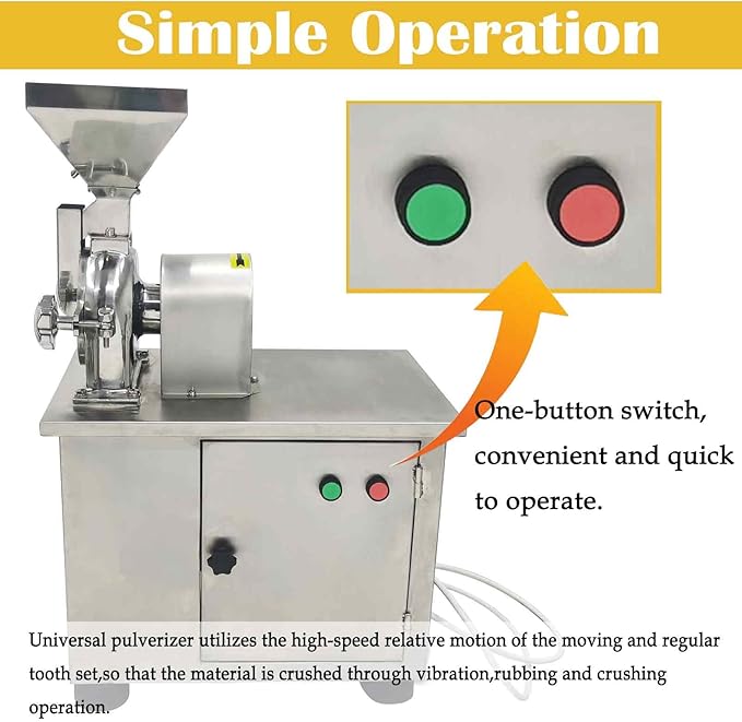 110V Commercial Electric Grain Grinder Machine, Stainless Steel 1100W High-Speed Universal Pulverizer with a 10-Mesh Sieve, for Chemical, Food, Soybean, Peanut, Coffee Grinding