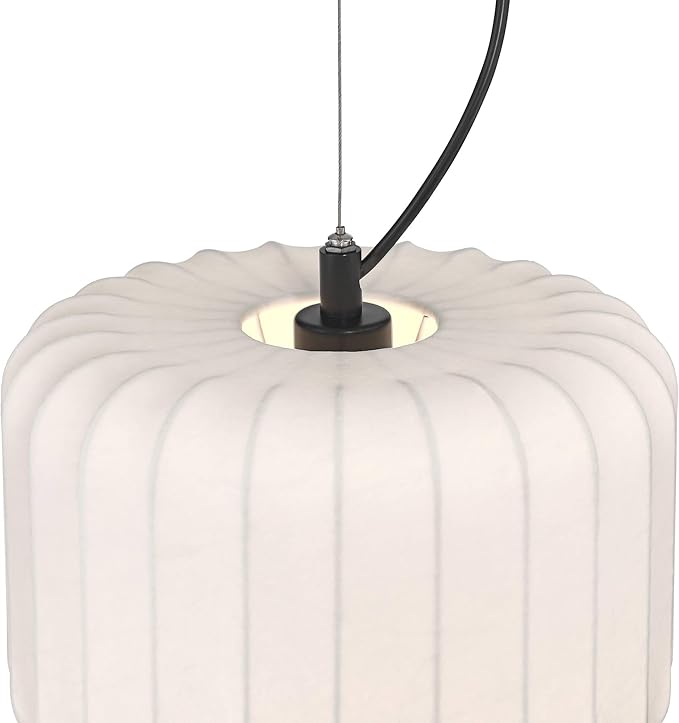 Possini Euro Design Jaime 12" Modern Pendant Ceiling Light Fixture Dining Room Over Table Kitchen Island Foyer Drum Hanging Round Matte Black and White Metal Fabric Hallway Entryway Living Room Mini