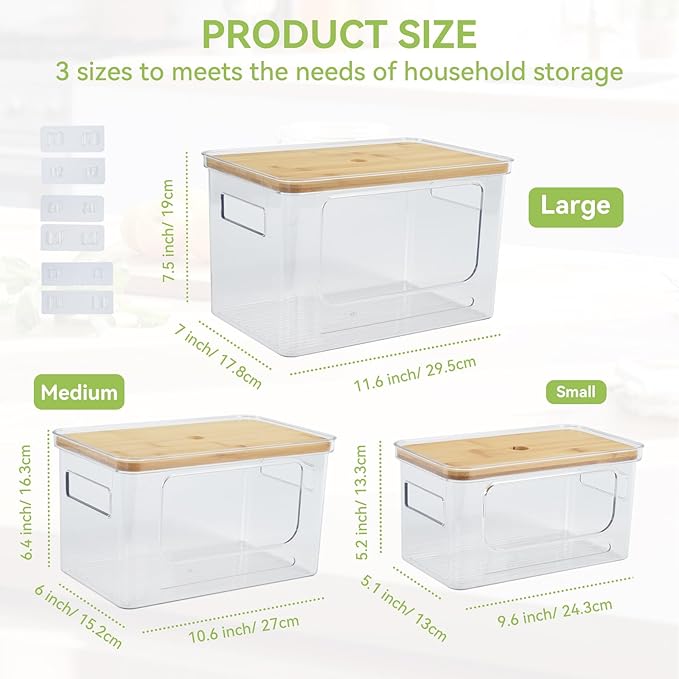 OTraki 3 Pack Trash Bag Holder Dispenser with Lid Plastic Garbage Bag Holder Dispenser Stackable & Wall-mounted, Trash Bags Dispenser Under Sink for Kitchen, Pantry Cabinet Organizer and Storage