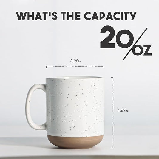 harebe 20 OZ Large Coffee Mug, Ceramic Tea Cup for Office and Home, Big Capacity with Handle, Microwave & Dishwasher Safe Cups for Men Women Mug Lovers, White