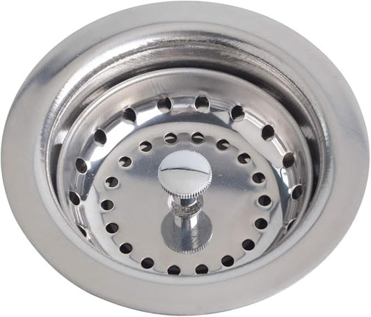 Hydro Master Kitchen Sink Basket Strainer Standard Drains(3-1/2 Inch), Stainless Steel with Rubber Stopper for Kitchen Sinks