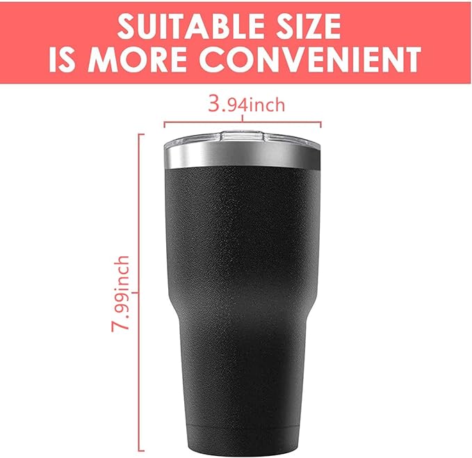 30oz Stainless Steel Travel Mug with Lid, 8 Pack Double Wall Vacuum Insulated Bulk Tumbler, Powder Coated Coffee Cup Suitable for Vehicle Cup Holders(Black)