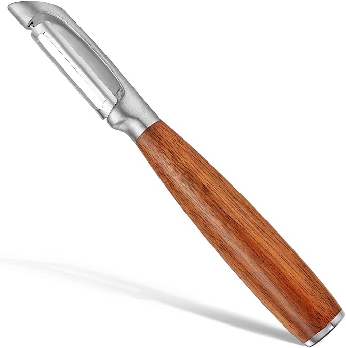Premium I Type 304 Stainless Steel Multifunctional Kitchen Peeler Real Wood Handle Ultra Sharp Blade Vegetable Potato Apple(Boluoge)