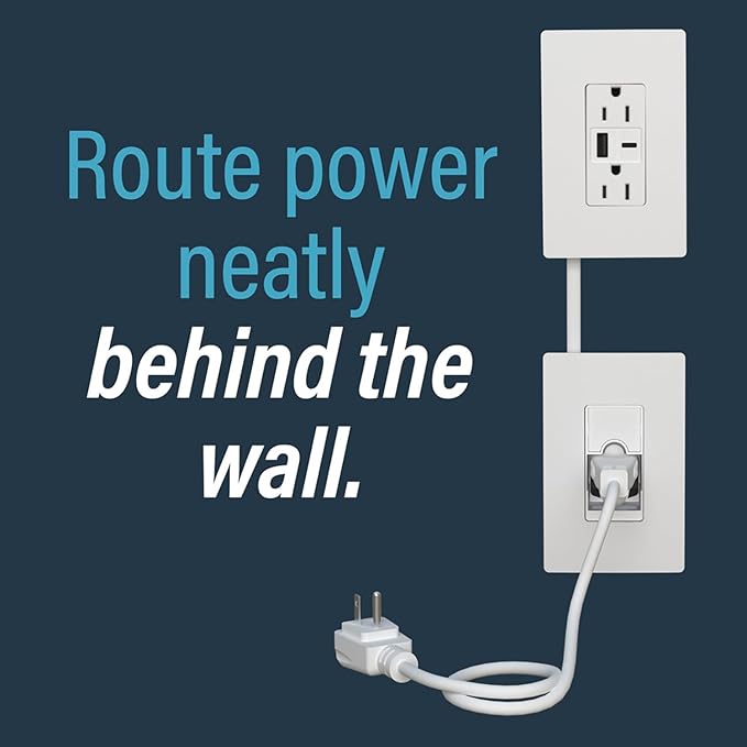 Legrand Wiremold In-Wall Power Outlet Extender Kit, White, 6 Foot Cable, For Kitchen Remodel and Outlet Relocation, IWPE-WH