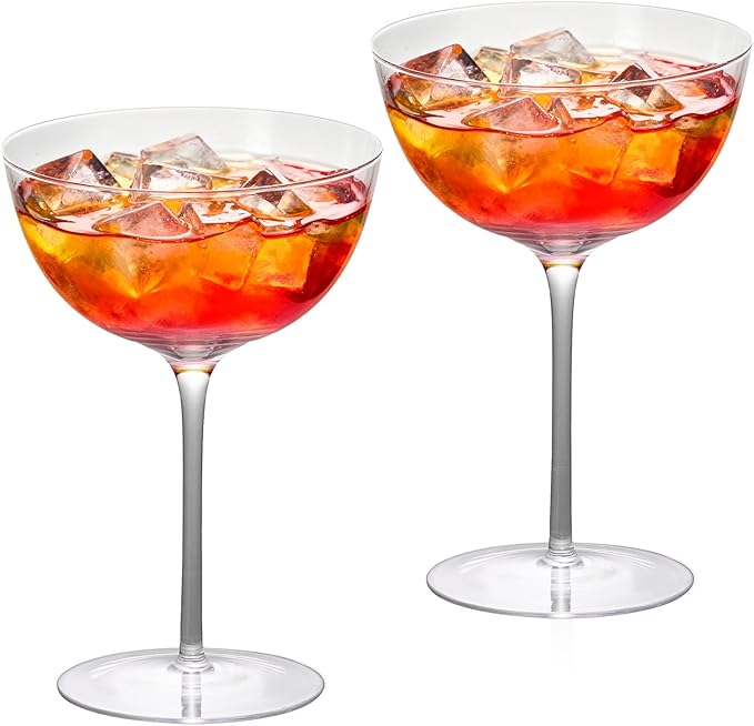 KAMMAK Martini Glasses Set of 2, 7.44 oz Clear Crystal Cocktail Glasses with Stem, Reusable Cocktail Glassware for Wedding Birthday Party, Bar, Margarita, Whiskey, Gin, Tequila, SS024