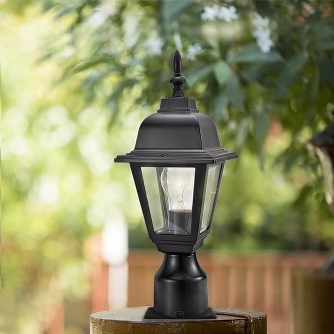 Maple Street Outdoor Post Top Light with 3-Inch Pier Base Mount Fitter, Black – Design House, 590307