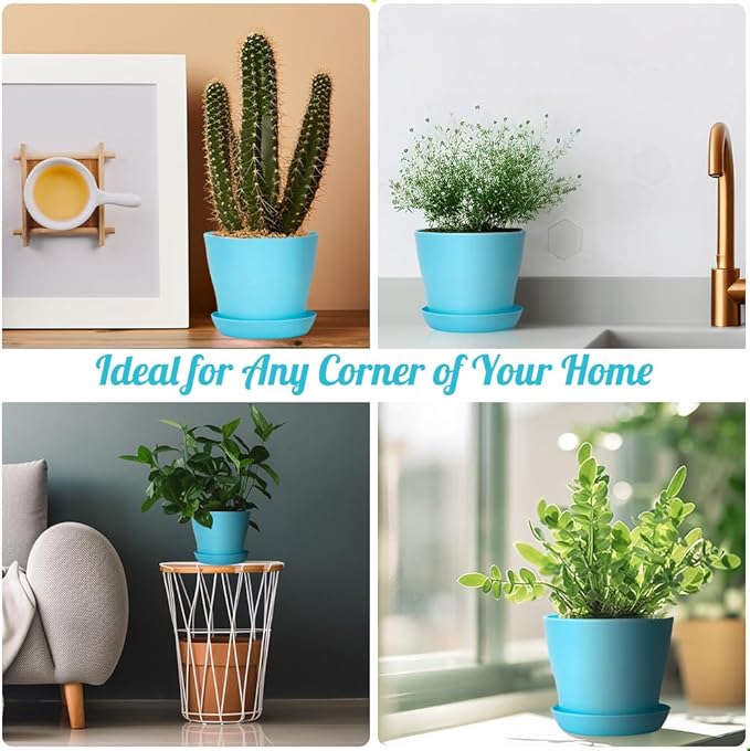 8 Pcs Plant Pots,3.8" Indoor Planter,Planters for Outdoor Plants,Plastic Pots for Plants,Nursery Pots for Plants,Pots for Plants,Small Flower Pots,Cactus Pot,Mini Flower Pots,Gardening Gifts
