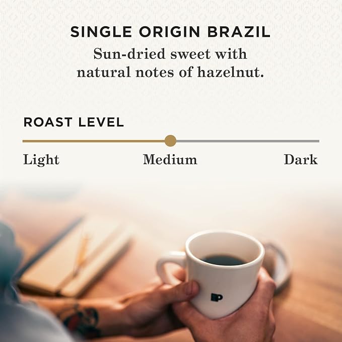 Peet's Coffee, Medium Roast Keurig K-Cup Pods - Single Origin Brazil 60 Count (6 Boxes of 10 K-Cup Pods)