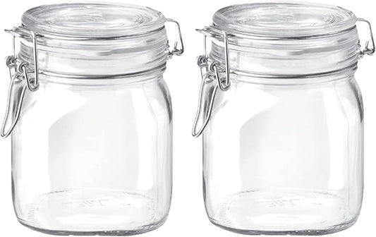Bormioli Rocco SYNCHKG114546 Fido Clear Glass Jar with 85 mm Gasket, 0.75 Liter (Pack of 2)