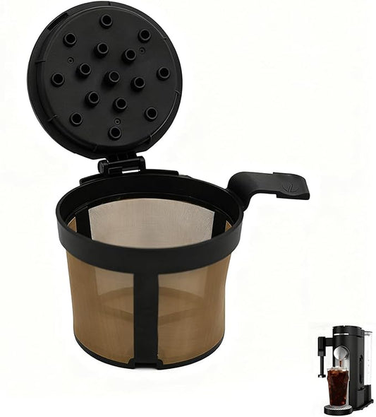 Coffee filter compatible with Ninja PB051 / PB040 / PB041ST-coffee grinder compatible with Ninja beans - gold 304 stainless steel mesh reusable - Coffee pod accessories 2PCS (1)