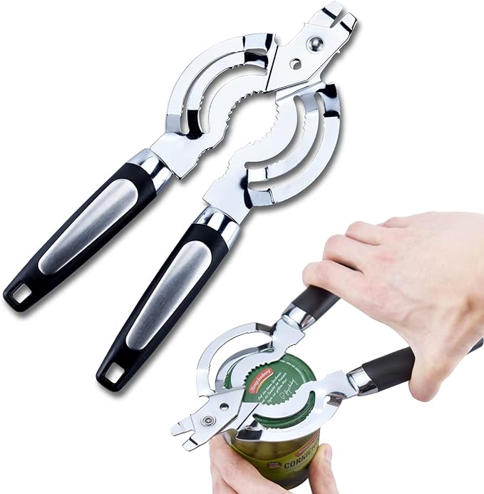 Stainless Steel Jar Opener, Multi Jar Opener for Weak Hands, Beer Bottle Opener for Arthritic Hands, Seniors with Arthritis