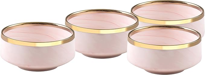 Fine China Artisan Marbled 20pc Dinner Set, Pink with Gold