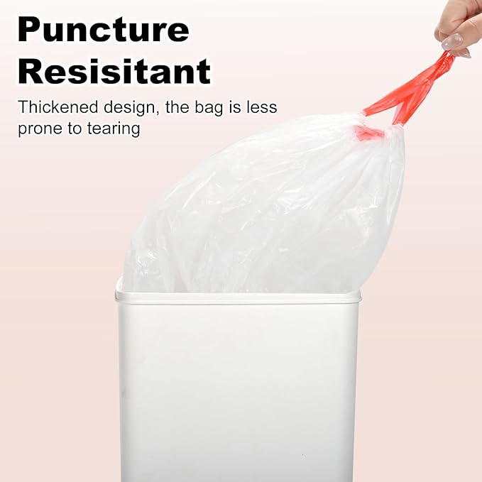ELPHECO 1.6 Gallon Small Trash Bags 60 Count - For 1.2-2 Gallon Trash Cans, 4.5-8L Drawstring Garbage Bags, Strong Bathroom Trash Bags, Clear Tear free Garbage Bags, 60 Count / 6 Rolls
