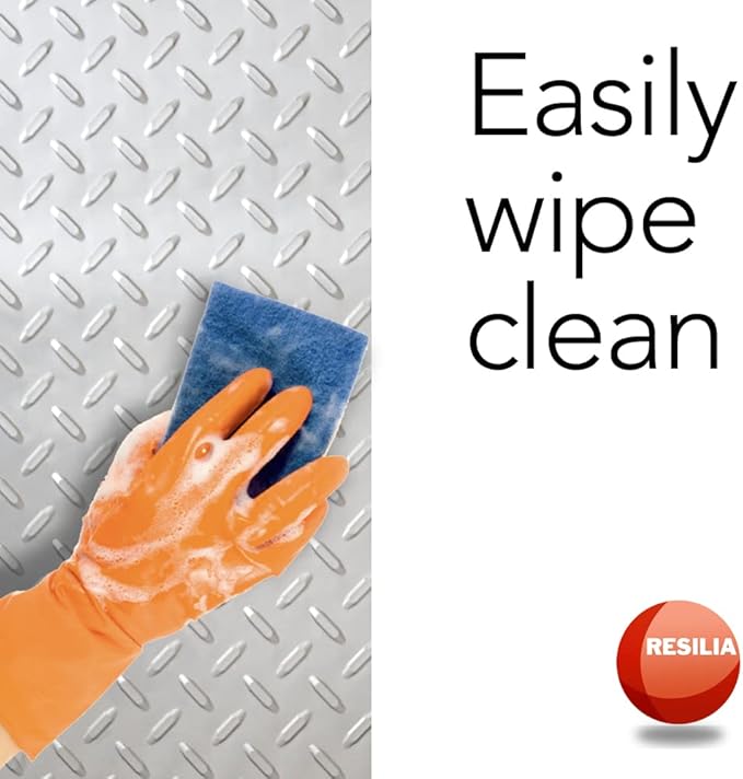 RESILIA - Premium Under The Sink Mat- Large Universal Size, Cut to Fit Cabinets, Shelf & Drawer Liners, Thick Plastic Diamond Plate Surface, 24 x 48 inches, Silver, Made in The USA