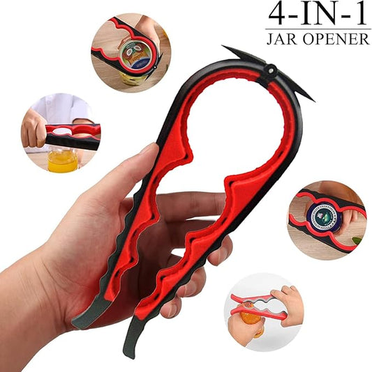 4 Pieces Jar Opener Multi Function Bottle Opener Kit Can Opener with Non Slip Gripper Pad