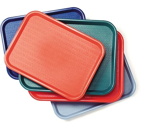 Carlisle FoodService Products Plastic Tray, 12" x 16" | Slate | Pack of 2 | Cafe | Fast Food