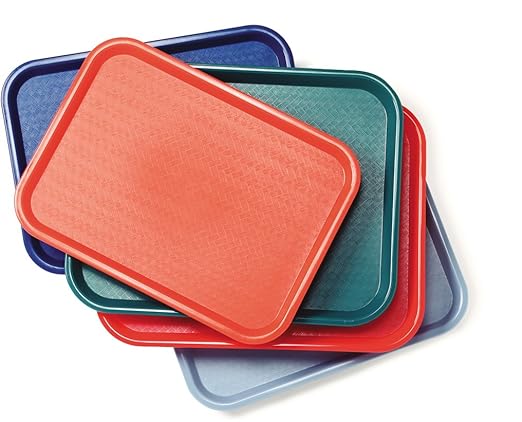 Carlisle FoodService Products CT121661 Cafe Standard Plastic Cafeteria/Fast Food Tray, NSF Certified, BPA Free, 16" Length x 12" Width, Burgundy (Pack of 24)