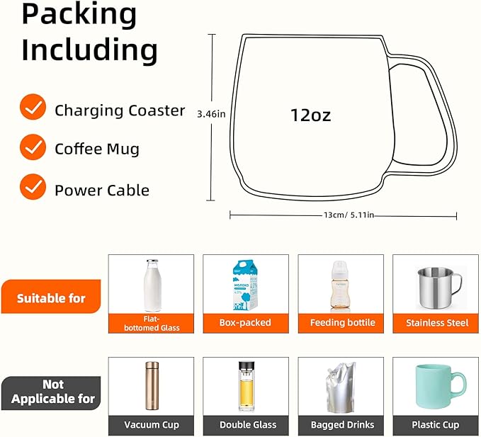 Coffee Warmer with Mug Set - Electric Beverage Cup Warmer for Desk Office Home Use, Candle Warmer Heating Plate with Gravity Switch Auto Shut Off (Up to 131F/55C), 12oz (Purple Set)