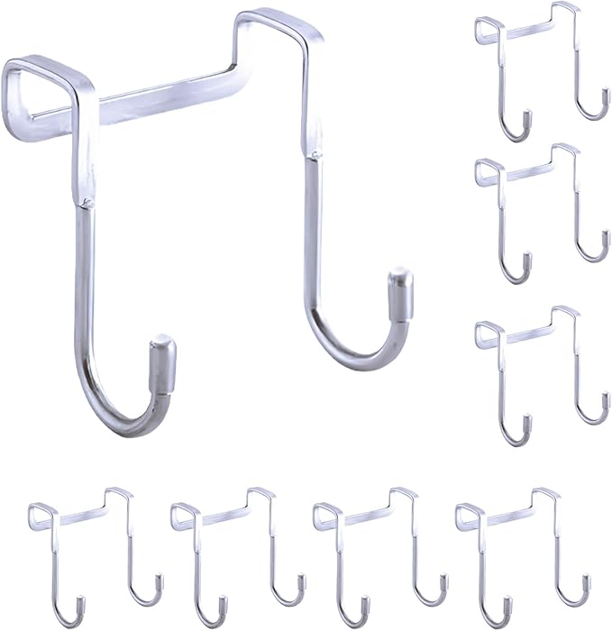 Over Cabinet Door Hook & Wardrobe Door Hook, Stainless Steel Hanging Hooks for Towels, Bags, Clothes – Bathroom Door Hooks for Towels, Kitchen Cabinet Hooks, Wardrobe Hooks, Dorm Room Hangers (1)