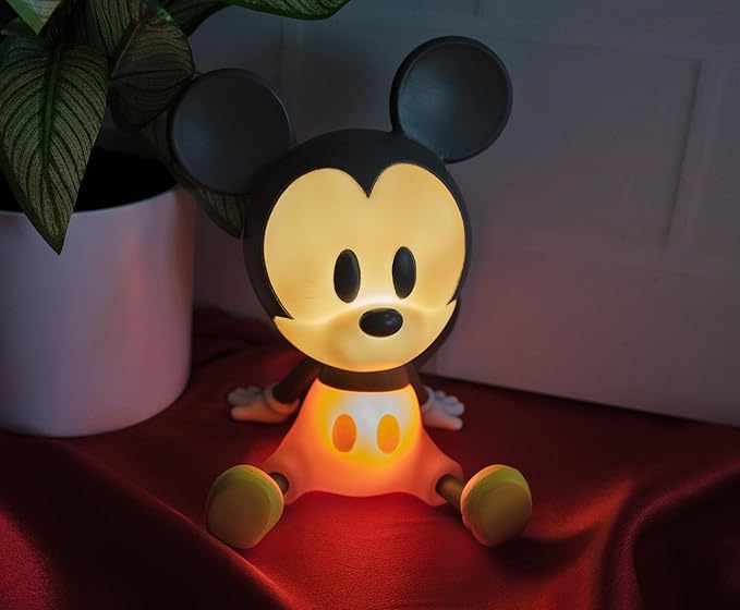 Disney Mickey Mouse Figural Mood Light | Nightstand Table Lamp with LED Light for Bedroom, Desk, Living Room | Home Decor Room Essentials, Cute Gifts and Collectibles | 6 Inches Tall
