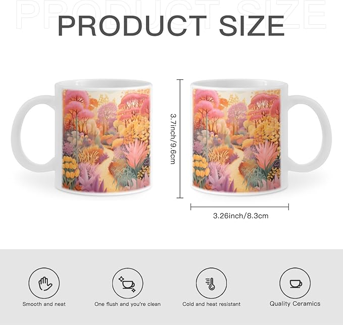 Coffee Mugs Forest Pattern Ceramic Latte Mug with Handle 11 OZ for Men Women for Latte Cappuccino Cocoa Milk Dishwasher & Microwave Safe
