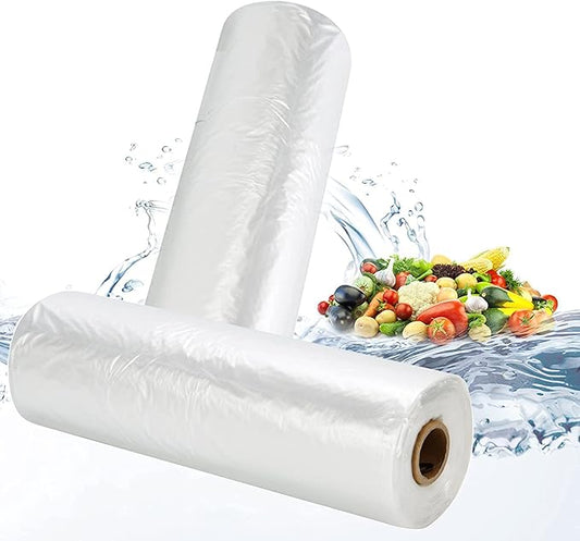 12x16 Plastic Produce Bags on a Roll - Clear Plastic Bags for Food, Vegetable, Fruits, Bread, Pet Bags and Grocery Clear Bag- 350 Bags/roll (2 Roll)