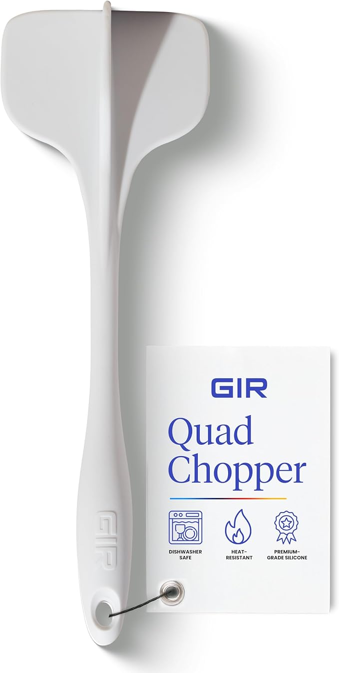 GIR: Get It Right Silicone Quad Meat Chopper - 12 in White - Heat-Resistant & Non-Stick - Potato Masher & Ground Beef Chopper Tool - Burger Smasher