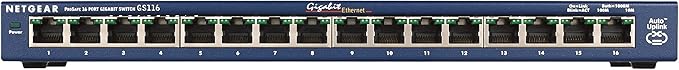 NETGEAR 16-Port Gigabit Ethernet Unmanaged Switch (GS116NA) - Desktop or Wall Mount, and Limited Lifetime Protection
