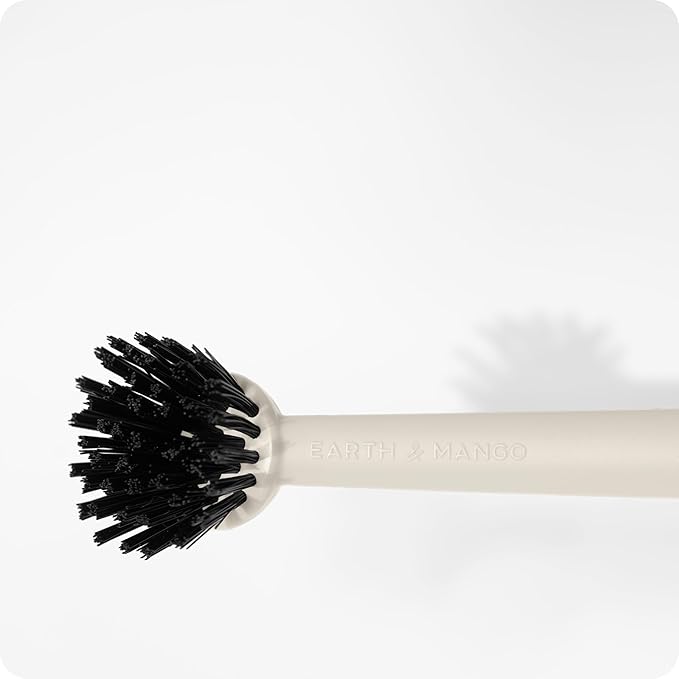Earth & Mango Magnetic Dish Brush – Dish Scrubber with Built-in Scraper – Snaps to Sink, Dries Fast, Declutters Your Counter (Warm Sand Beige)