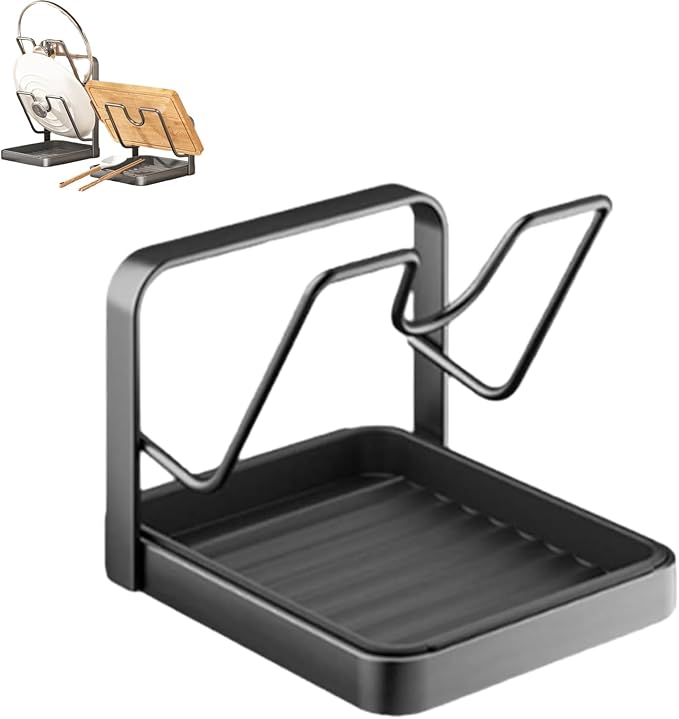 Kitchen Pot Lid Storage Rack, Pot Lid Holder, PotLid Organizer, LidHolder While Cooking, LidOrganizers Inside Cabinet, Potand Pan Organizer, Kitchen PotLid Storage Rack (Gray single-layer)
