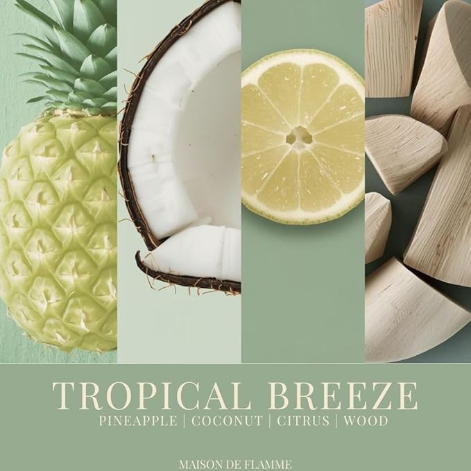 Tropical Breeze Odor-Eliminating Scented Candle (White Jar, 200g/7oz) | Long-Lasting Premium Soy Wax Candle for Smoke, Kitchen & Pet Odors