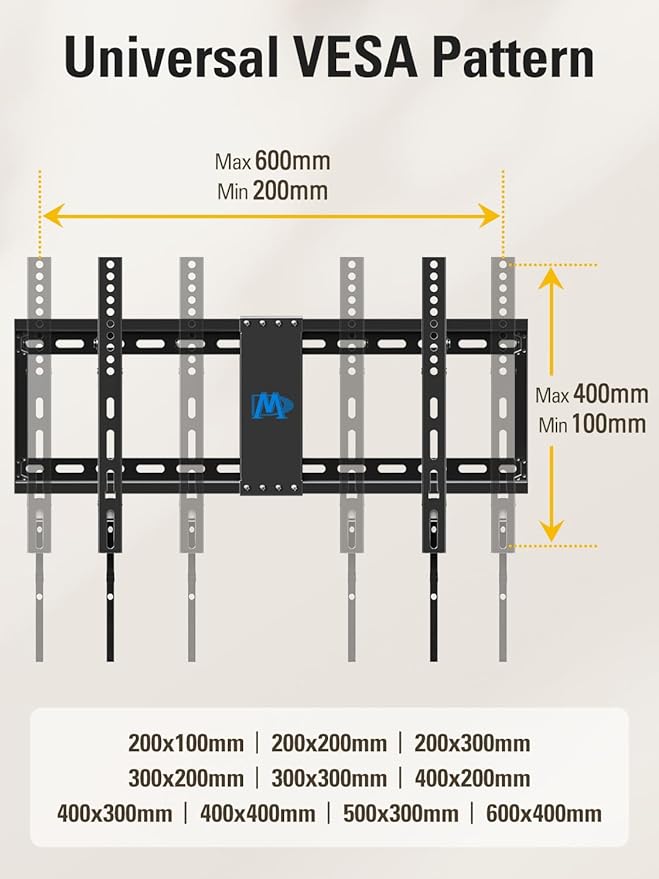 Mounting Dream TV Wall Mount for Most 37-75 Inch TVs, Universal Tilt TV Mount Fit 16", 18", 24" Stud with Loading Capacity 132lbs, Max Vesa 600 x 400mm, Low Profile Flat Wall Mount TV Bracket