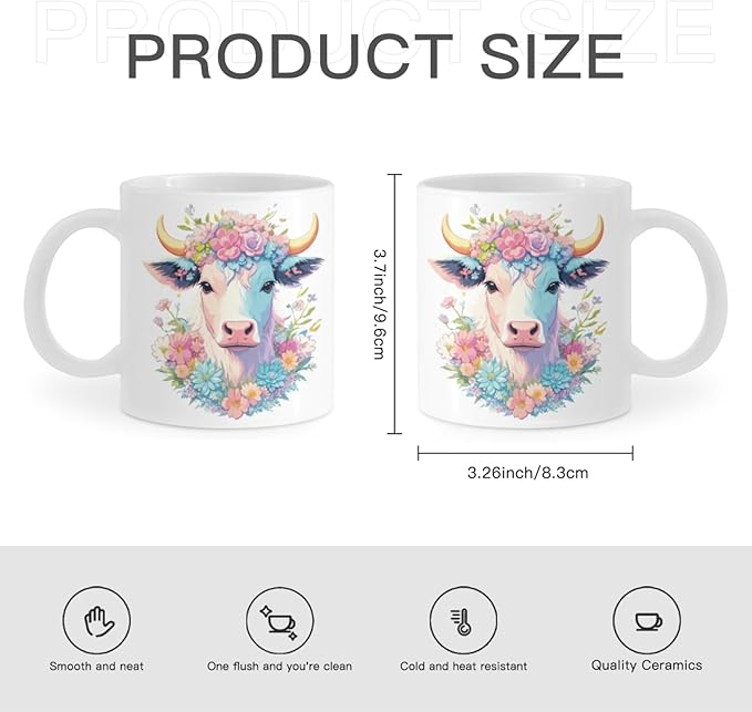 Coffee Mugs Ceramic Latte Mug with Handle Highland Cow Pattern 11 OZ for Men Women for Latte Cappuccino Cocoa Milk Dishwasher & Microwave Safe